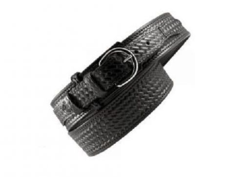 Boston leather 6570-3-34 men&#039;s black basketweave riverside leather belt 2.25&#034; for sale