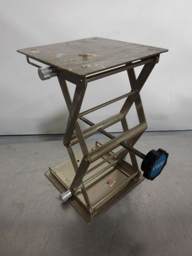 R133607 vwr laboratory lab jack scissor 13&#034; high support stand 8x8 surface for sale