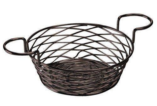 American metalcraft bnbb83 round birdnest wire basket with ramekin holder, black for sale