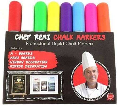 Chef Remi Liquid Chalk Marker Pens ? Set Of 8 Dry Paint Erasable Fine Tip For