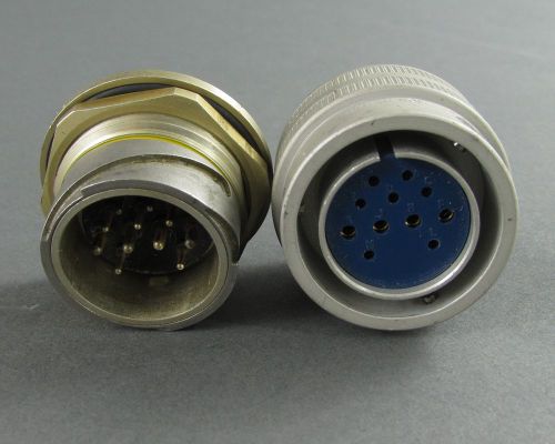 Mated Pair of Amphenol 67-03E18-65P &amp; 67-06E18-65S Connectors w/ Gold Contacts