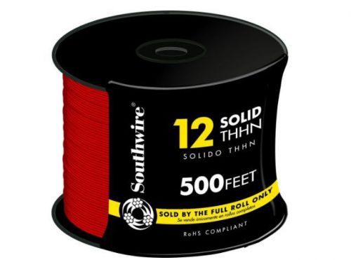 Southwire 500 Ft 12 Gauge Red Solid THHN Solid Single Wire Electrical Conductor