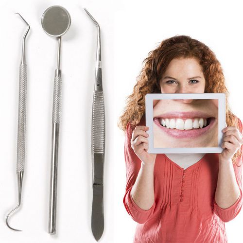 3pcs Stainless Dental Tool Set Kit Dentist Teeth Clean Hygiene Picks Mirror