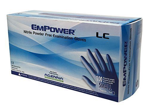 Adenna empower-lc 8 mil nitrile powder free exam gloves blue, small for sale