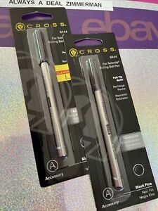 Cross 8444 Lot Of 2 Selectip Porous - Black - Fine Point Refill NEW Felt Tip X2