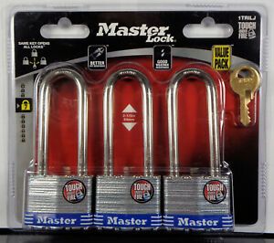Master Lock 3 Pack Keyed the Same with 2 Keys 2.5 inch Clearance Model 1TRILJ