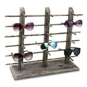 Wooden Eyeglass Rack for Showcasing 18 Pairs of 6) 18 Pairs, Coffee Color