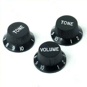 Guitars Control Knobs 1-Volume 2-Tone For Strat Fender Stratocaster Black W4EXn$