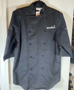 CHEF WORKS szS Black Uniform Chef Jacket SODEXO Restaurant Work Cook Kitchen NWT