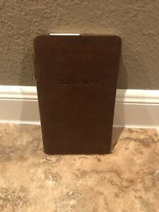 Eccolo 2021 2022 Fashion Calendar Planner Weekly Monthly Brown Vinyl W/ Pen