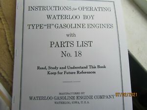 1923 Waterloo Boy H Gas Engine Instruction &amp; Parts Manual # 18 Wizard Magneto!!
