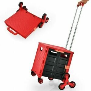 Durable Costway Foldable Utility Cart for Travel &amp; Shopping-Red