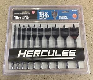 Spade Bit 10 Pcs Set T-582 Hercules 15X Faster Strong Drilling NEW