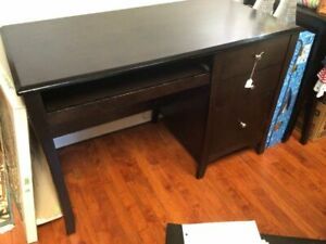 Dark Brown Computer Work Desk And Chair Set Office