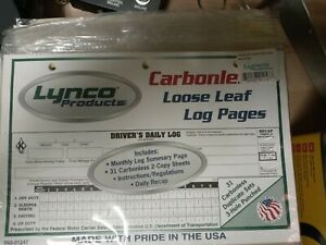 Lot of 7 Lynco Products Carbonless Loose Leaf Log Pages Made In The USA