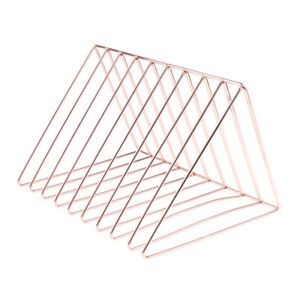 Rose Gold Metal Bookshelf Magazine Book Stand Rack Holder, Desktop Organizer