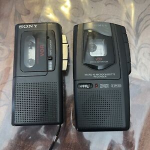 Optimus Micro-40 14-1168 Sony M-717V Microcassette Tape Recorder Lot READ READ