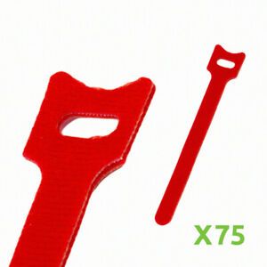 6 Inch Hook and Loop Reusable Strap Cable Cord Wire Ties 75 Pack Red