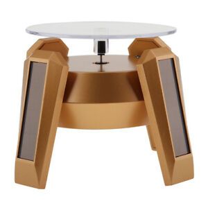 Solar Powered 360 Rotating Turntable Phone Display Stand Jewelry Trays Gold