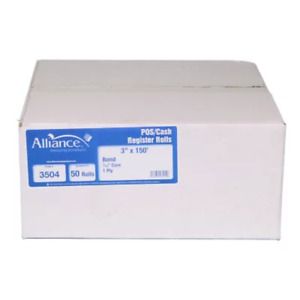 Alliance Bond Paper Receipt Rolls 3&#034;x150&#039; 50 Rolls 1 Ply Kitchen / Cash Register