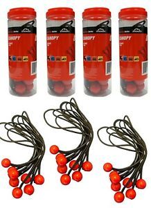 32 Pack- 12&#034; Red Ball BUNGEE Cord Tarp Bungee  - Canopy Bungee Cord with 4 Jars