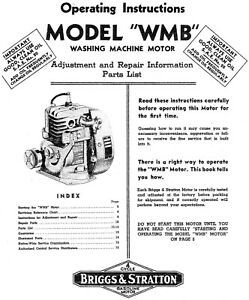 Briggs &amp; Stratton Model WMB Engine Operator Maintenance Manual &amp; Parts - 17