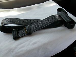 Duty Belt Basketweave Black 36&#034; G326 mountain leatherworks w/ pep spray holster