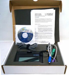 .Used Topaz T-L462-B-R LCD 1x5 Signature Gem Capture Pad Serial Port
