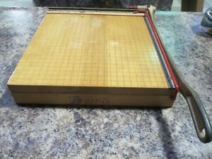 Vintage INGENTO 1132 No.4 Maple Wood Paper Cutter Trimmer 12.5&#034; Exc Working Cond