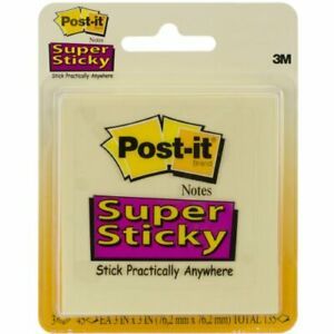 Post-it Super Sticky Notes, 3 x 3-Inches, Canary Yellow, 3-Pads/Pack