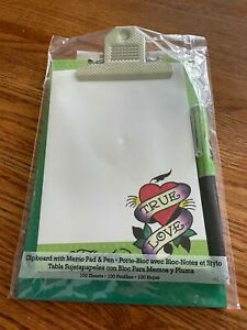 Ed Hardy Clipboard with Memo Writing Note Pad Pen 100 Sheets NEW SEALED Work Pad