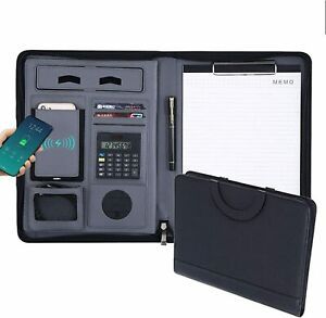 Padfolio Folder A4 Multiple Function Wireless Wired Charging Folder Notebook