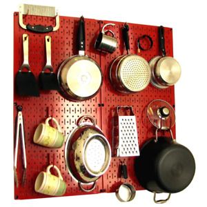 Kitchen Pegboard 32 in. x 32 in. Metal Peg Board Pantry Organizer Kitchen Pot Ra