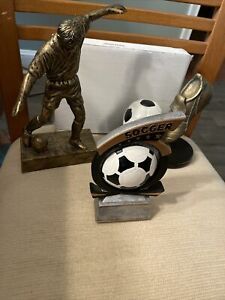 lot of 3 soccer trophies blank