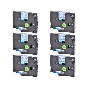 6PK Fits Brother P-Touch TZ-133 TZe-133 Blue on Clear Label Tape PT-1290 12mm