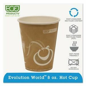 Evolution World Recycled 8-oz. Hot Cups, 1,000 Cups (ECP EP-BRHC8-EW)