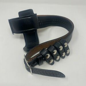 Safariland Basketweave Police Belt With Gun Holster and Accessories Black Sx 40
