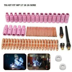 58pcs TIG Welding Torch Gas Lens Collet Body Consumables Cup Kit For WP-17/18/26