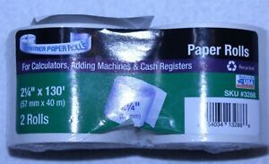 2 Premier Paper Rolls for Calculators-Cash Register-Adding Machine 2-1/4&#034; x 130&#039;