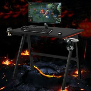 Ergonomic PC Computer Gaming Desk With Cup Holder Headphone Hook