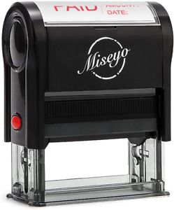 Miseyo Paid Stamp Self Inking with Date, Check Number, Amount - Red Ink