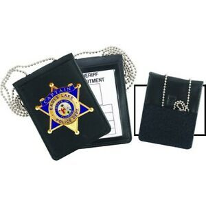 Strong Leather 71600-0402 Black Leather Recessed Badge Holder - Cutout 040