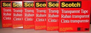3M Scotch #600 Transparent Tape, 1/2&#034; x 2592&#034; 3&#034; Core - 6 Box Lot - Brand NEW!
