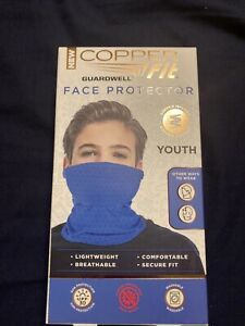 Copper Fit Guardwell Face Protector Youth Mask -Blue, Lightweight &amp; Breathable!