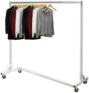 Simplehouseware Industrial Grade Z-Base Garment Rack, 400Lb Load with 62&#034; Extra