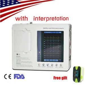 7&#034; 3-channel 12-lead ECG EKG Machine Electrocardiography wiht interpretation A+