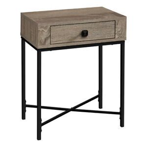 MONARCH SPECIALTIES I 3544 Accent Table - 22&#034;H / Dark Taupe / Black Metal