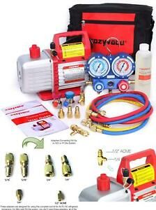 Kozyvacu Mini Split/HVAC/AUTO AC Repair Tool Kit w/ 1-Stage 4.5 CFM Vacuum Pump