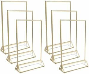 UNIQOOO Acrylic Sign Holders with Gold Border, Pack of 6 | 4x6 Double Sided   T2