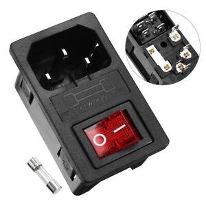 SPST ON/OFF Switch 250V 10A w Fuse Holder IEC320 C14 Power Inlet